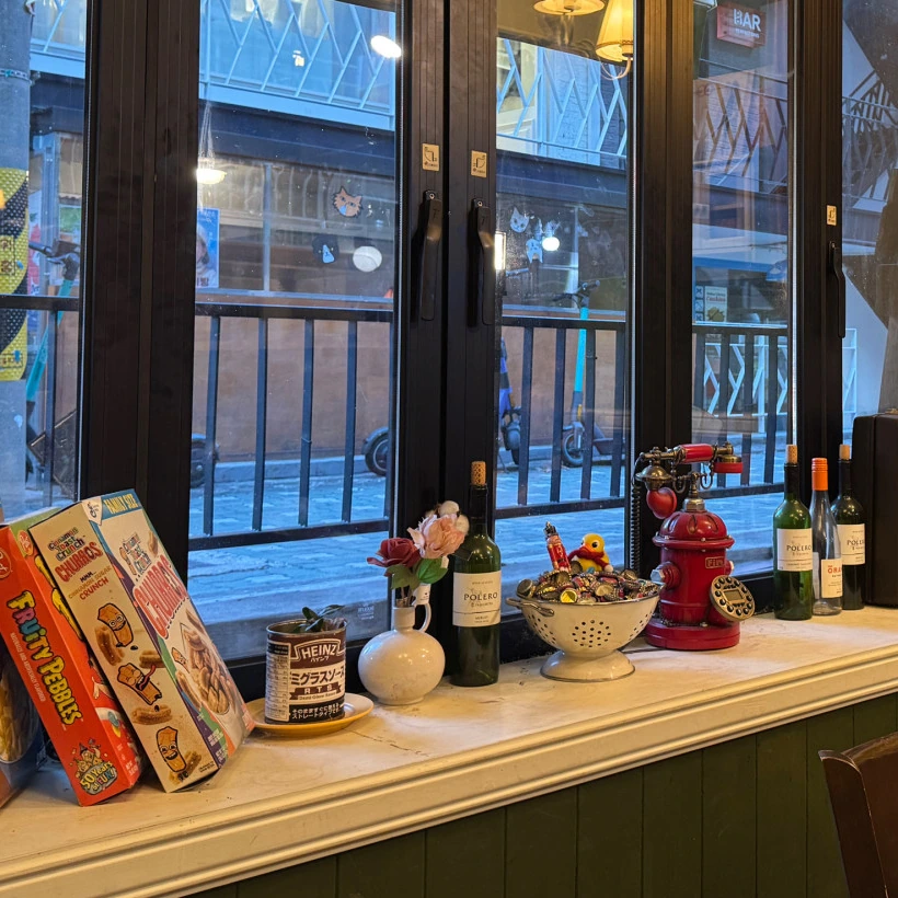 Vintage objects on the Hey George window sill